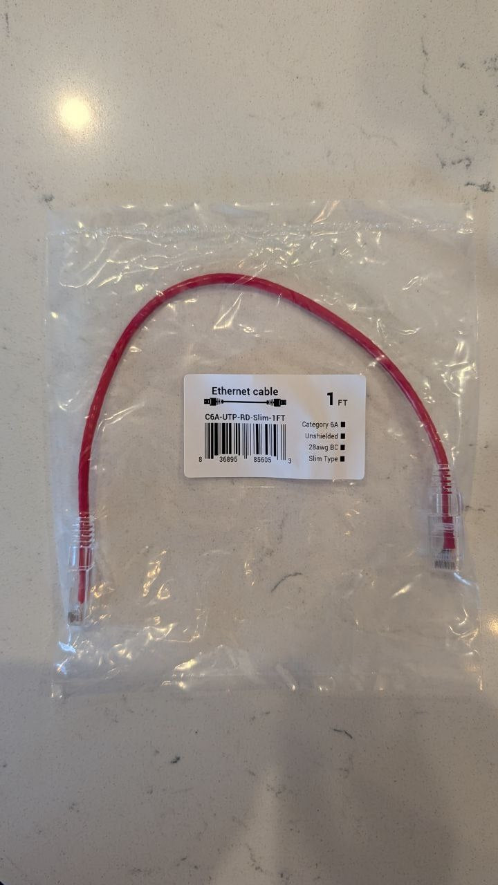 Cat6 Slim Ethernet Patch Cable – 28AWG, Multiple Lengths & Colors – Ideal for Network Installers