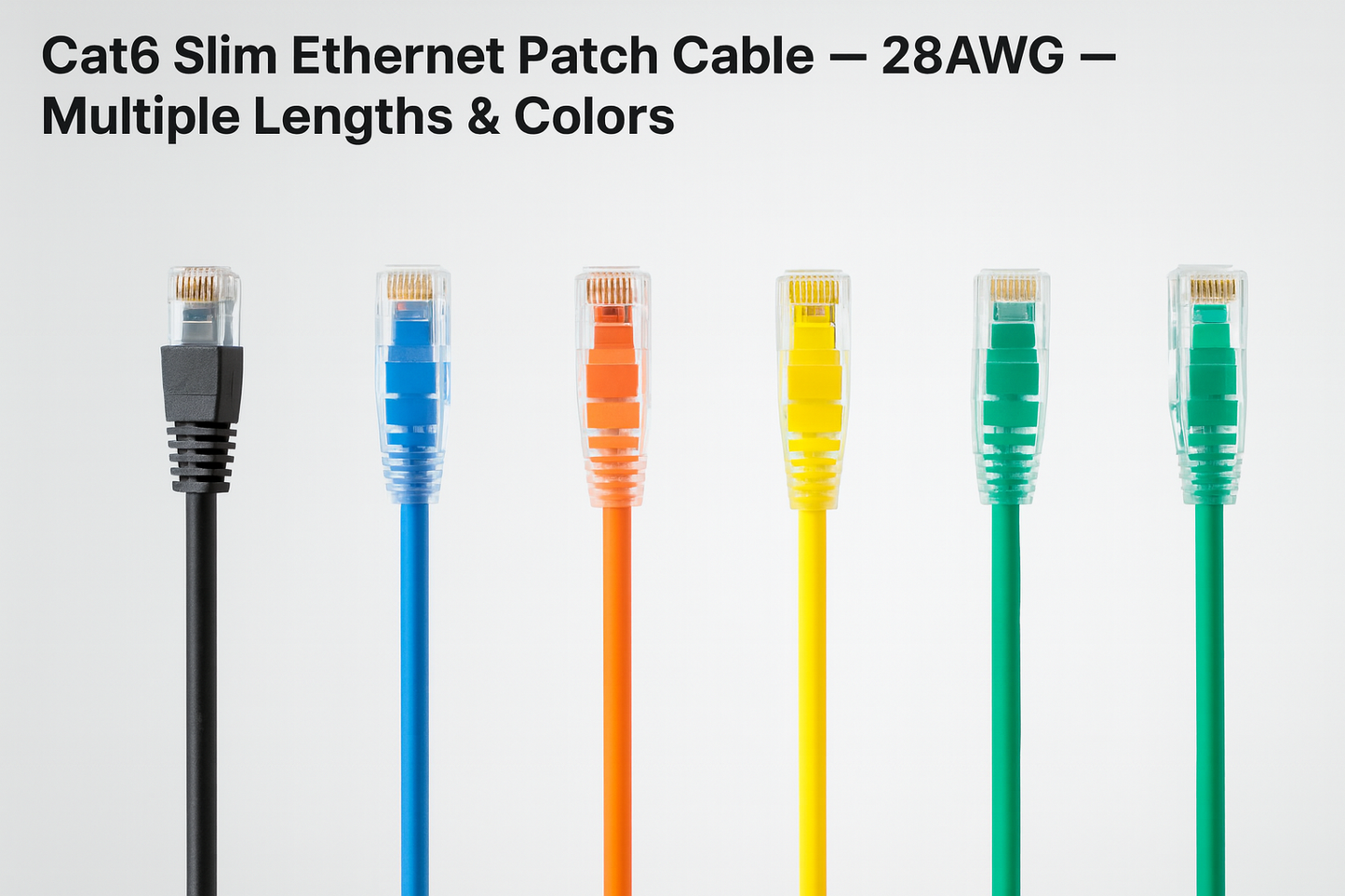 Cat6 Slim Ethernet Patch Cable – 28AWG, Multiple Lengths & Colors – Ideal for Network Installers